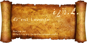 Örsi Levente névjegykártya